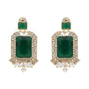 Etnico Gold Plated Stylish Design Crystal Diamond Necklace & Earrings Jewellery Set for Women (Green)