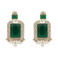 Etnico Gold Plated Stylish Design Crystal Diamond Necklace & Earrings Jewellery Set for Women (Green)