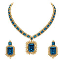Etnico Gold Plated Classic Square Motif Necklace Set with Earrings for Women (IJ404MO)