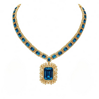 Etnico Gold Plated Classic Square Motif Necklace Set with Earrings for Women (IJ404MO)