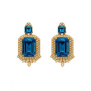 Etnico Gold Plated Classic Square Motif Necklace Set with Earrings for Women (IJ404MO)