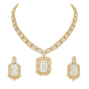 Etnico Gold Plated Classic Square Motif Necklace Set with Earrings for Women (IJ404W)