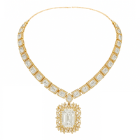 Etnico Gold Plated Classic Square Motif Necklace Set with Earrings for Women (IJ404W)