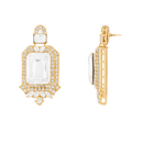 Etnico Gold Plated Classic Square Motif Necklace Set with Earrings for Women (IJ404W)