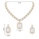 Etnico Gold Plated Classic Square Motif Necklace Set with Earrings for Women (IJ404W)