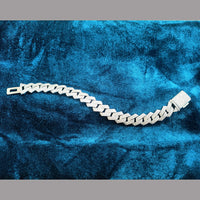 Feathermark 925 Sterling Silver GB CZ Diamond Cuban Bracelet For Men