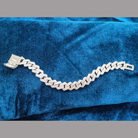 Feathermark 925 Sterling Silver GB CZ Diamond Cuban Bracelet For Men