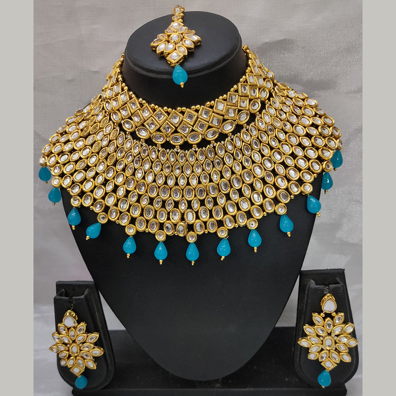 Knigght Angel Jewels Gold Plated Kundan Necklace Set