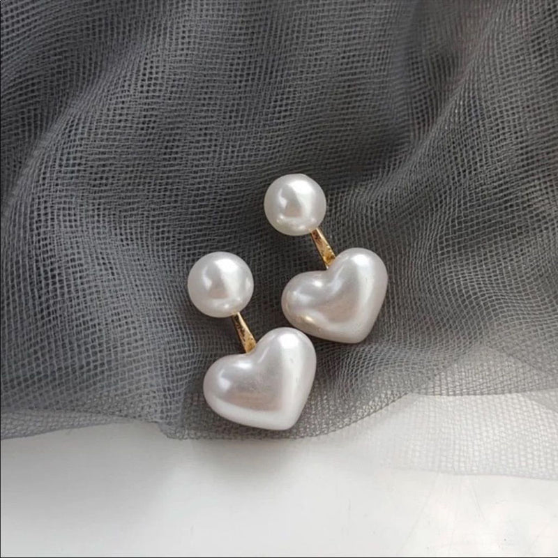 Subhag Alankar Korean Style Pearl Heart Drop Earrings For Women And Girls