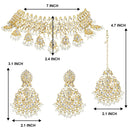 Etnico Gold Plated Traditional Meenakari Kundan & Pearl Studded Choker Necklace Jewellery Set For Women (K7212W)