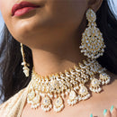 Etnico Gold Plated Traditional Meenakari Kundan & Pearl Studded Choker Necklace Jewellery Set For Women (K7212W)