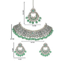 Etnico Gold Plated Traditional Pearl Kundan Studded Choker Jewellery Necklace Set with Maang Tikka for Women (K7217Min)