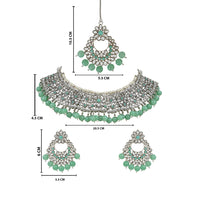 Etnico Gold Plated Traditional Pearl Kundan Studded Choker Jewellery Necklace Set with Maang Tikka for Women (K7217Min)