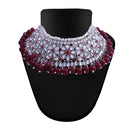 Etnico Silver Plated Traditional Pearl Kundan Studded Choker Jewellery Necklace Set with Maang Tikka for Women (K7217ZM)