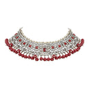 Etnico Gold Plated Traditional Pearl Kundan Studded Choker Jewellery Necklace Set with Maang Tikka for Women (K7218M)