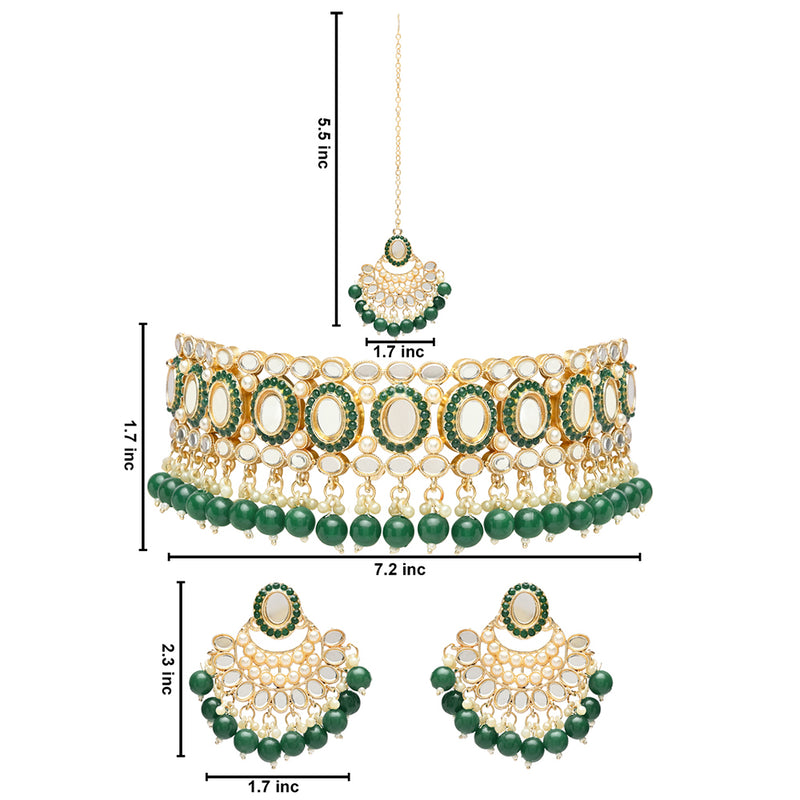 Etnico Gold Plated Traditional Kundan & Pearl Choker Necklace Set Gift for Women & Girls(K7228G)