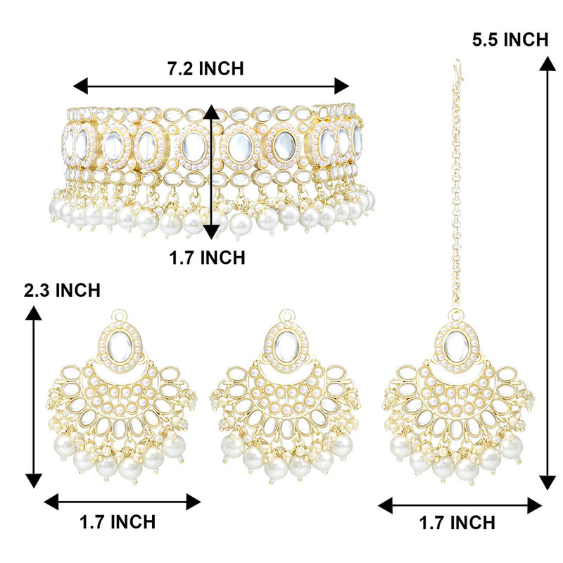 Etnico Gold Plated Traditional Kundan Choker Necklace Set Gift for Women & Girls(K7228W)