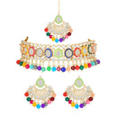 Etnico Gold Plated Traditional Kundan & Pearl Choker Necklace Set Gift for Women & Girls(K7228)