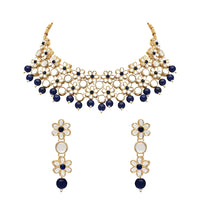 Etnico Gold Plated Traditional Kundan Choker Necklace & Earring Ethnic Jewellery Set Gift for Women & Girls(K7229Bl)