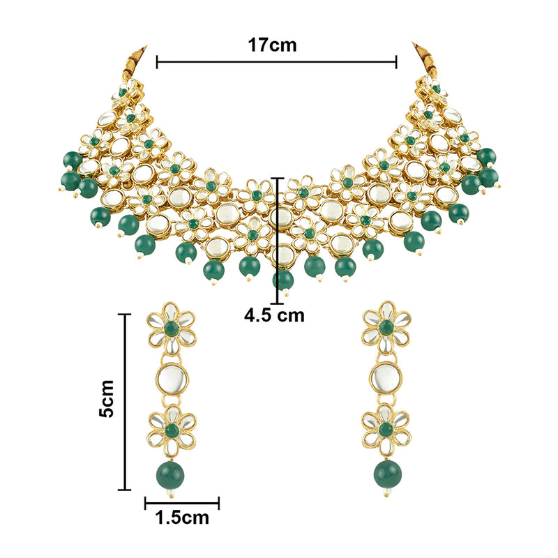 Etnico Gold Plated Traditional Kundan & Pearls Choker Necklace & Earring Ethnic Jewellery Set for Women & Girls(K7229G)