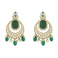 Etnico Gold Plated Traditional Pearl Kundan & Stone Studded Jewellery Necklace Set with Maang Tikka for Women (K7237G)