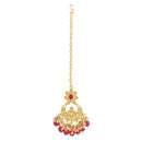 Etnico Gold Plated Traditional Pearl Kundan Studded Choker Jewellery Necklace Set with Maang Tikka for Women (K7242Q)