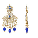 Etnico Gold Plated Traditional Kundan Pearl Drop Bridal Choker Necklace With Chandbali Earrings & Maang Tikka Jewellery Set For Women/Girls (K7257Bl)