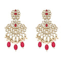 Etnico Gold Plated Traditional Kundan Pearl Drop Bridal Choker Necklace With Chandbali Earrings & Maang Tikka Jewellery Set For Women/Girls (K7257Q)