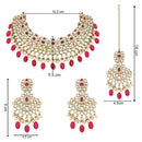 Etnico Gold Plated Traditional Kundan Pearl Drop Bridal Choker Necklace With Chandbali Earrings & Maang Tikka Jewellery Set For Women/Girls (K7257Q)
