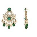 Etnico Gold Plated Traditional Kundan Pearl Drop Bridal Choker Necklace With Chandbali Earrings & Maang Tikka Jewellery Set For Women/Girls (K7258G)