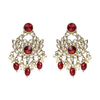 Etnico Gold Plated Traditional Kundan Pearl Drop Bridal Choker Necklace With Chandbali Earrings & Maang Tikka Jewellery Set For Women/Girls (K7258M)