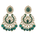Etnico Gold Plated Traditional Kundan & Pearl Drop Choker Necklace With Earrings & Maang Tikka Set For Women (K7276G)