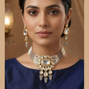 Knigght Angel Traditional Kundan Stone Pearl And Beads Choker Necklace Set