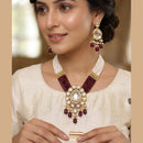 Knigght Angel Traditional Kundan Stone Pearl And Beads Necklace Set