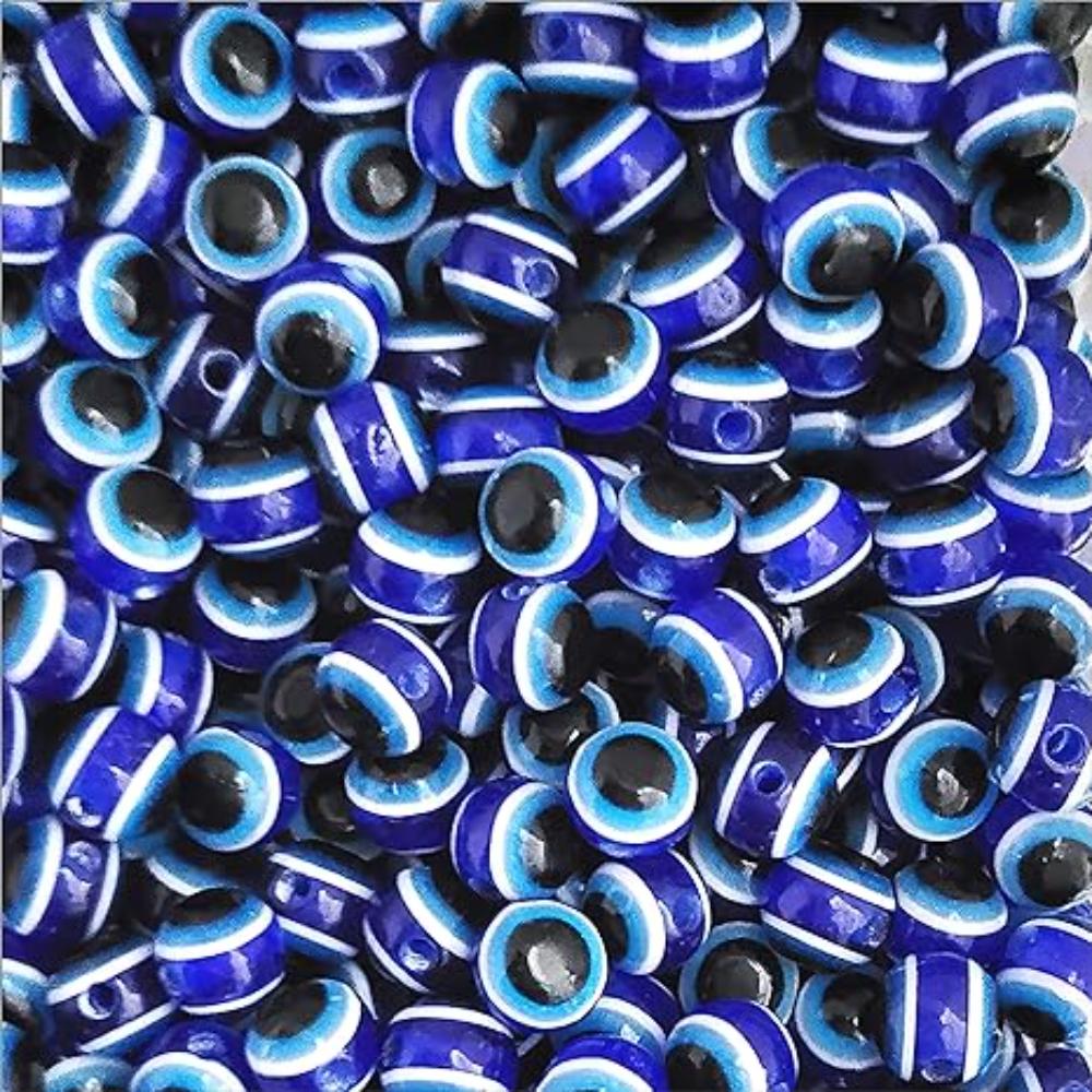 Evil Eye Dark Blue Beads, Round Shape Charm Beads for Craft, Jewellery Making, Bracelet Makin