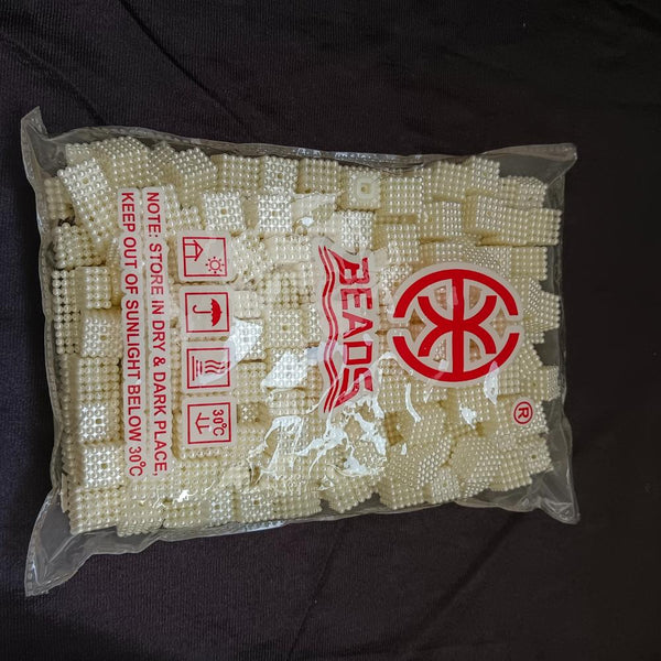 Kriaa Off White Square Shape Pearl Beads For DIY