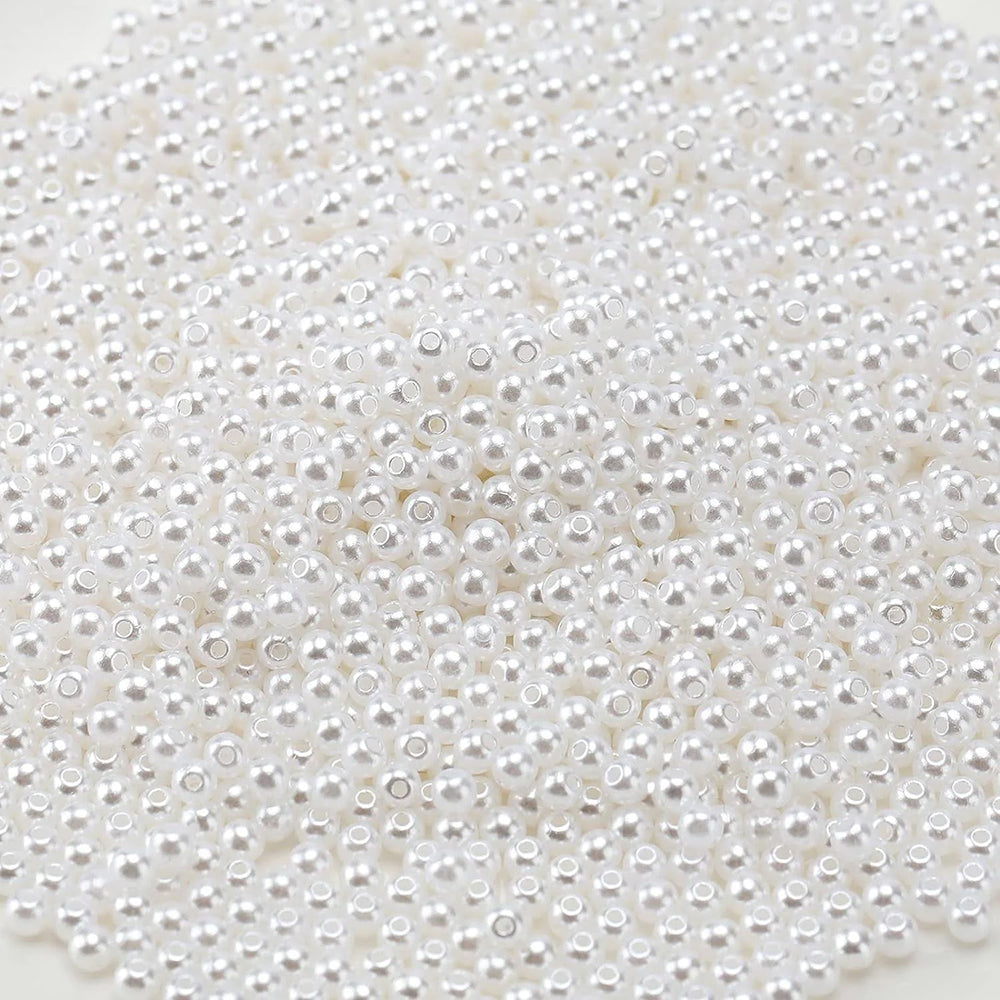 Kriaa White Pearls Round Shape Moti for Jewellery Making, Art Crafts Work Necklace Bracelet Earring Making DIY