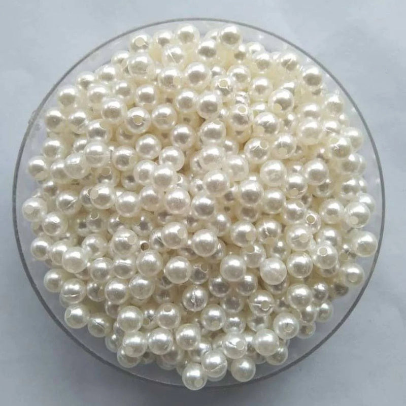 Kriaa Off White Pearls Round Shape Moti for Jewellery Making, Art Crafts Work Necklace Bracelet Earring Making DIY