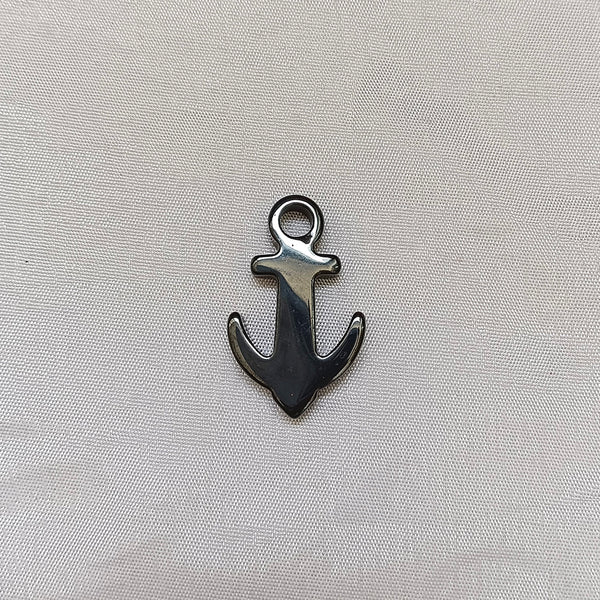 Kriaa Beads Black Plating Metal Anchor Shape Pendant For Jewellery Making DIY