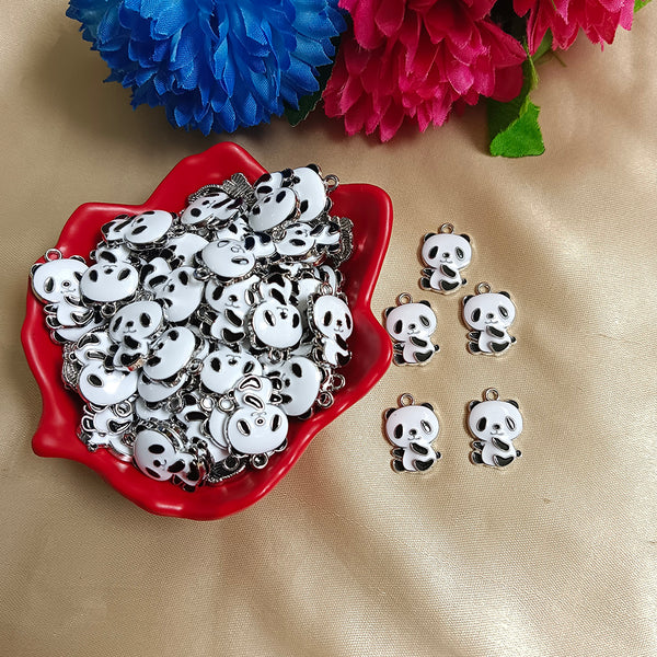 Kriaa Beads Silver Plated Cute Panda Pendant/ Charm For Pendant, Earrings, Bracelets Making