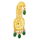 Mahi Royal Green Crystals Safa Kalangi for Groom | Traditional Wedding Sherwani Turban Brooch with Pearls & Beads (KL1001024G)