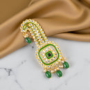 Mahi Royal Green Crystals Safa Kalangi for Groom | Traditional Wedding Sherwani Turban Brooch with Pearls & Beads (KL1001024G)