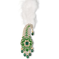 Mahi Royal Green Meenakari Enamelled Kalangi with White Feather (Pagdi/Safa Brooch) for Groom (KL1001027GGre)