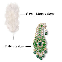 Mahi Royal Green Meenakari Enamelled Kalangi with White Feather (Pagdi/Safa Brooch) for Groom (KL1001027GGre)