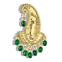 Mahi Royal Green Meenakari Enamelled Kalangi with White Crystals (Pagdi/Safa Brooch) for Groom (KL1001028GGre)
