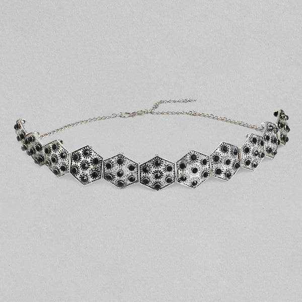 Darshana Jewels Designer Oxidised Plated Black Stone Collar Necklace For Girls and Women