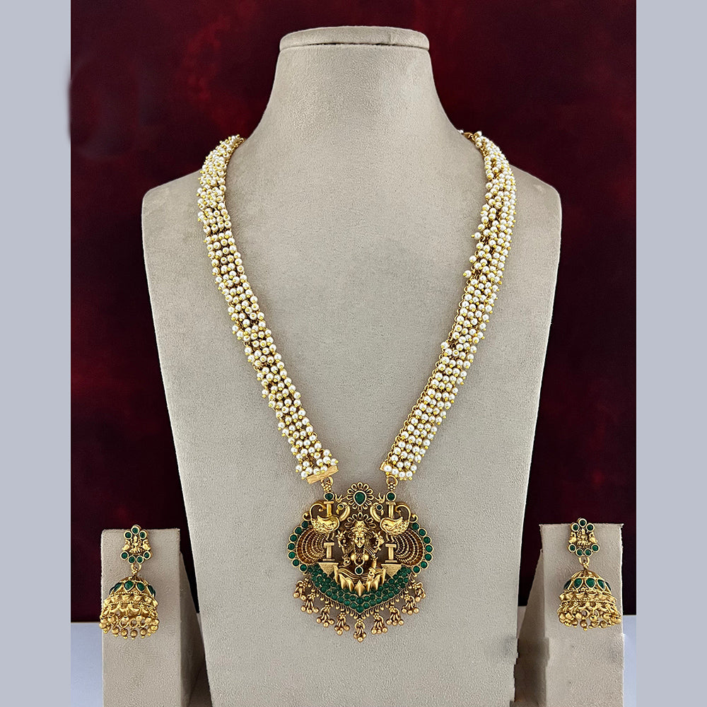 Diksha Collection Gold Plated Temple Long Necklace Set