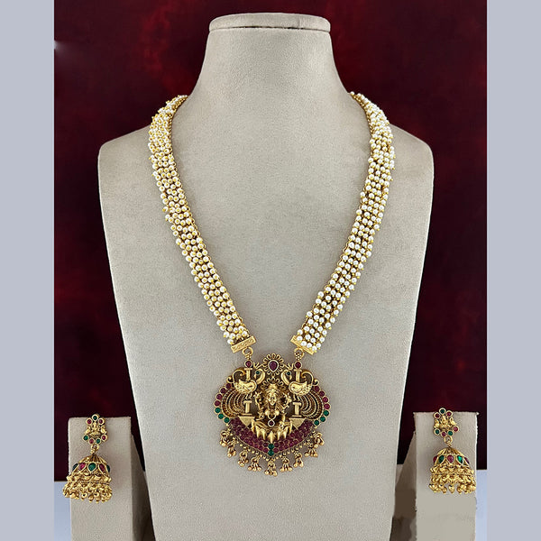 Diksha Collection Gold Plated Temple Long Necklace Set