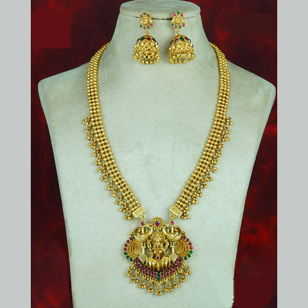 Diksha Collection Gold Plated Pota Stone Temple Long Necklace Set