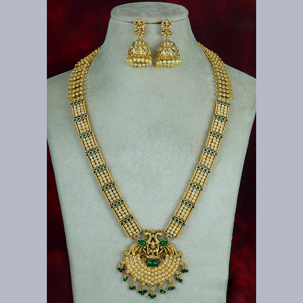 Diksha Collection Gold Plated Temple Long Necklace Set